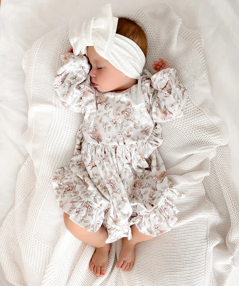 Aster & Oak Barn Owl Ruffle Dress - White - Image 3
