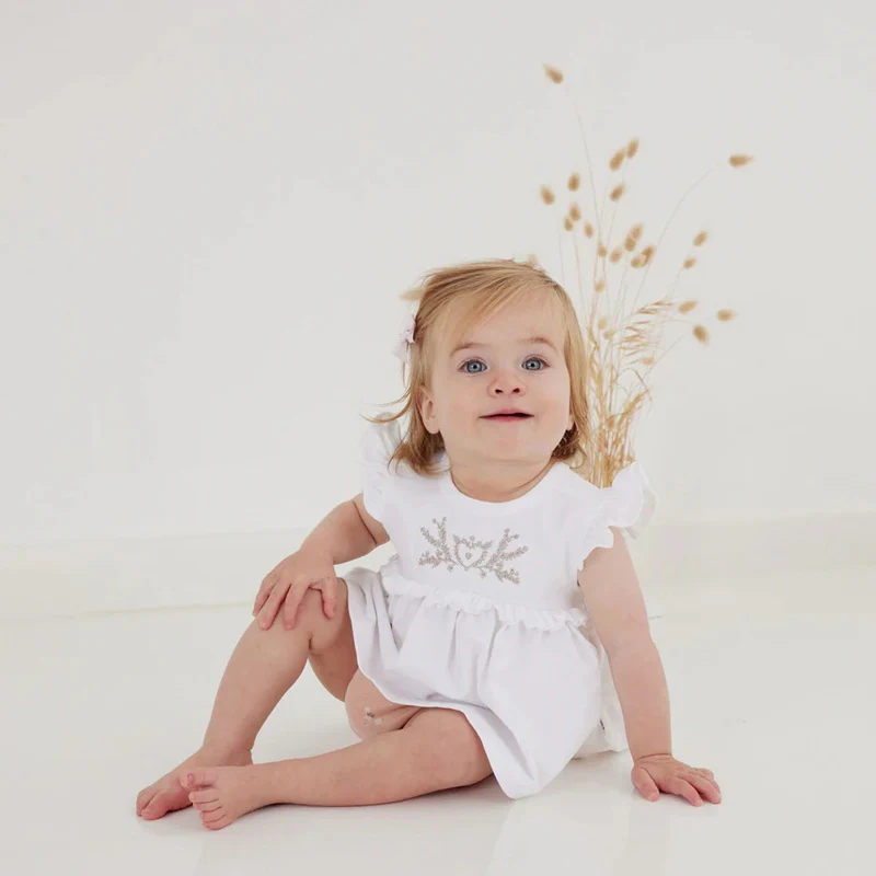 Aster & Oak Embroidered Ruffle Top - White - Image 2