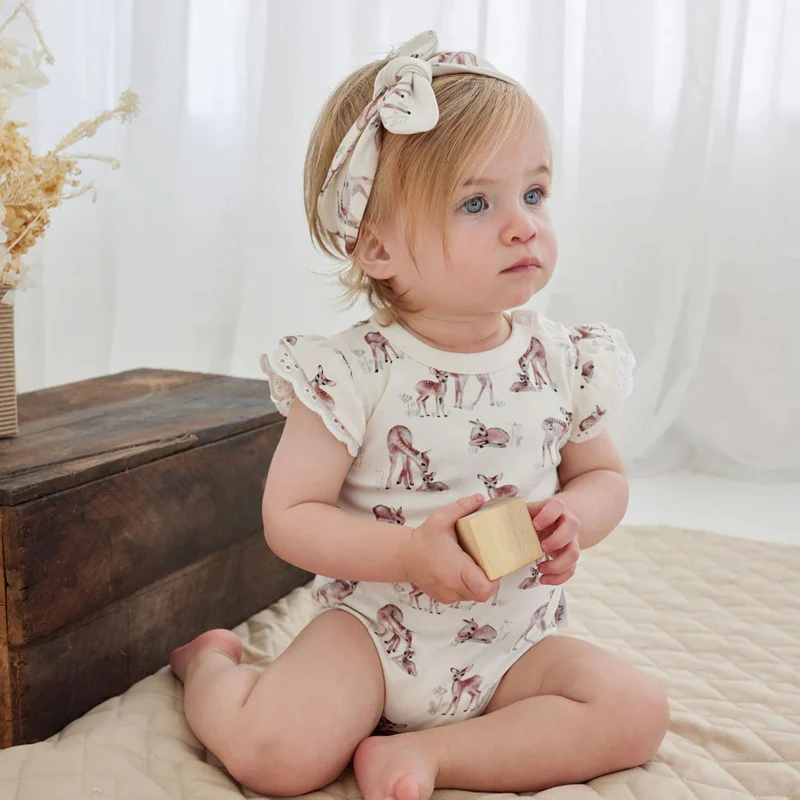 Aster & Oak Fawn Meadow AOP Onesie - Natural - Image 4