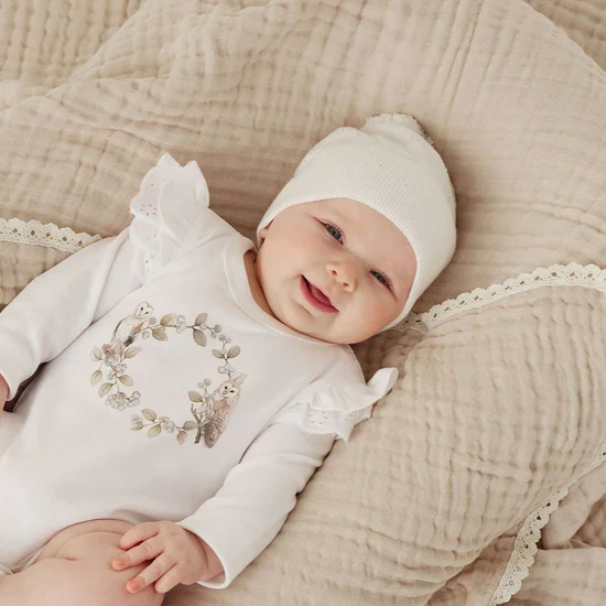 Aster & Oak White Pointelle Knit Beanie - White - Image 2