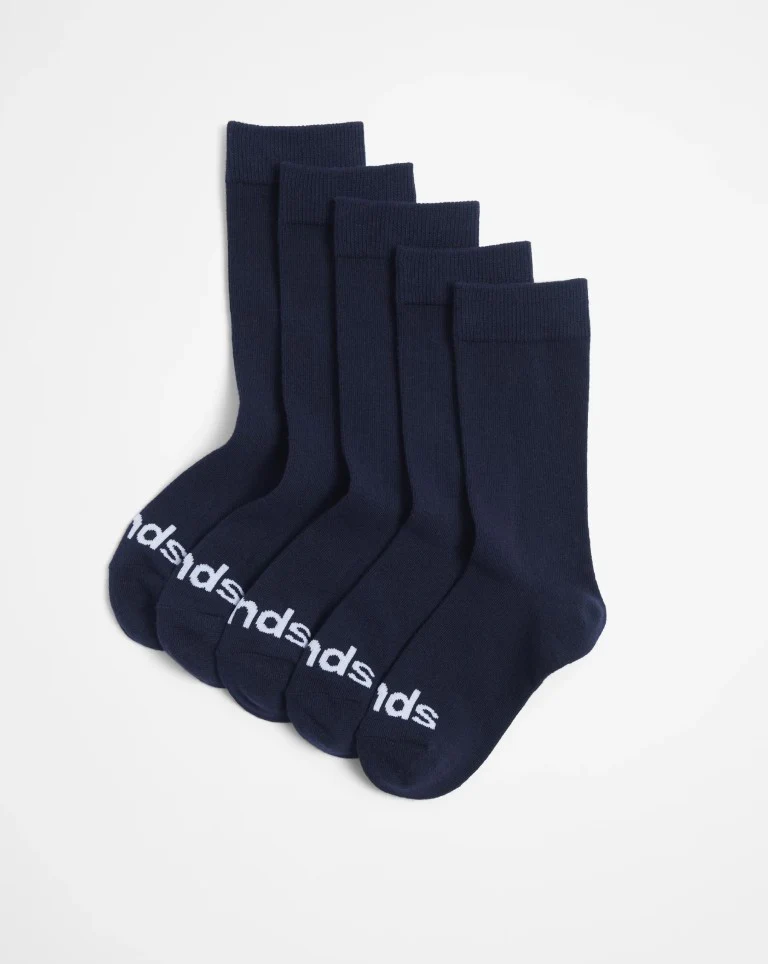 Bonds Kids Crew Socks 5 Pack - Navy