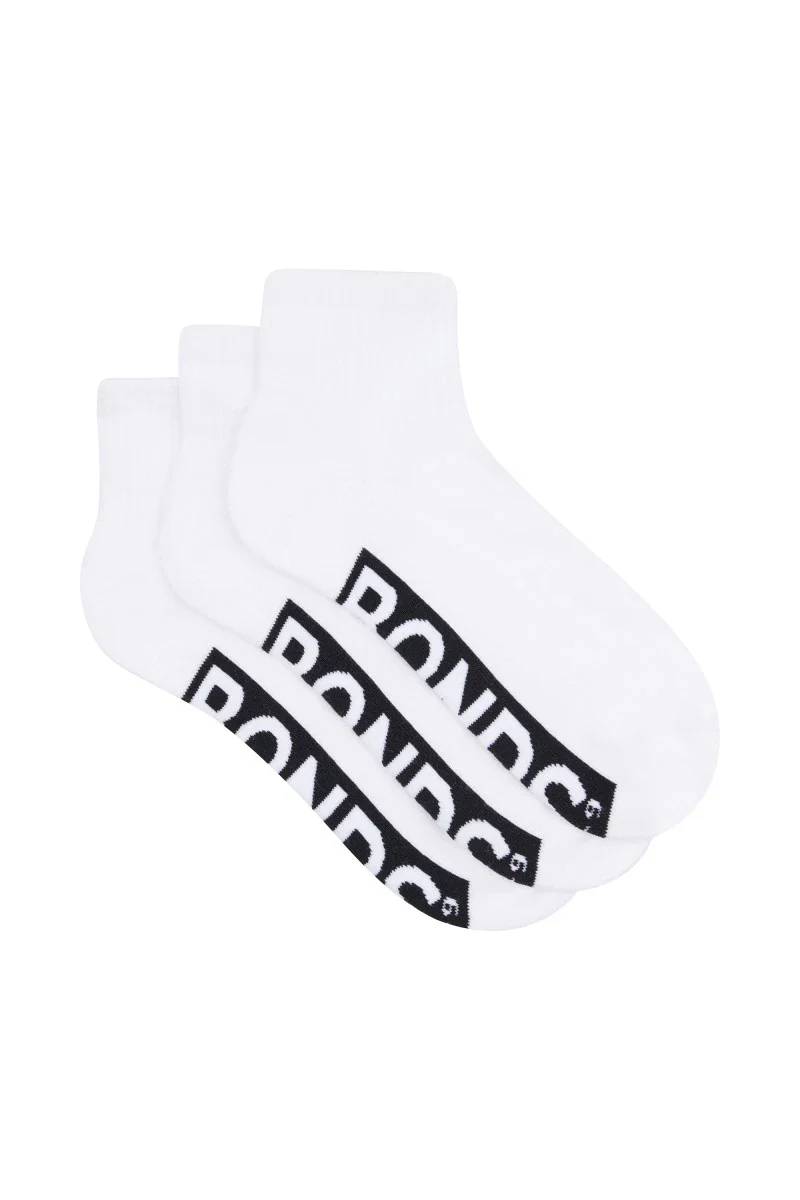 Bonds Men's Cushioned Quarter Crew Socks 3 Pack - White - Image 3
