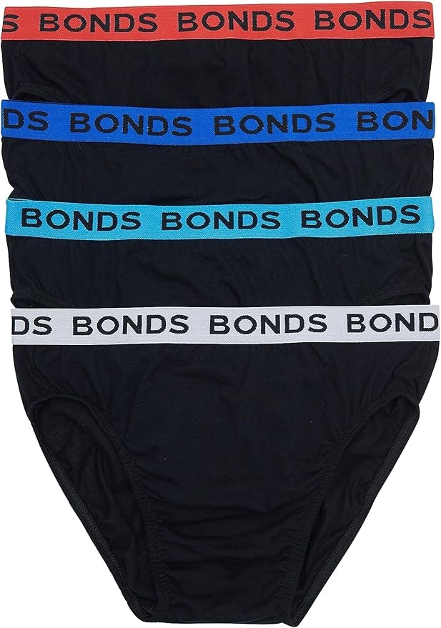 Bonds Men's Hipster Brief 4 Pack - Black/Red/Blue/Aqua/White