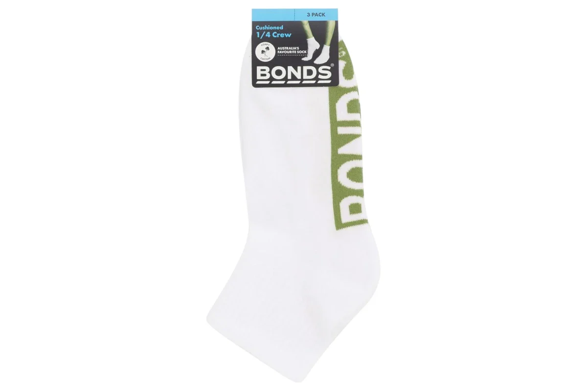 Bonds Men's Logo Cushioned Quarter Crew Socks 3 Pack - White/Green/Charcoal/Teal - Image 2