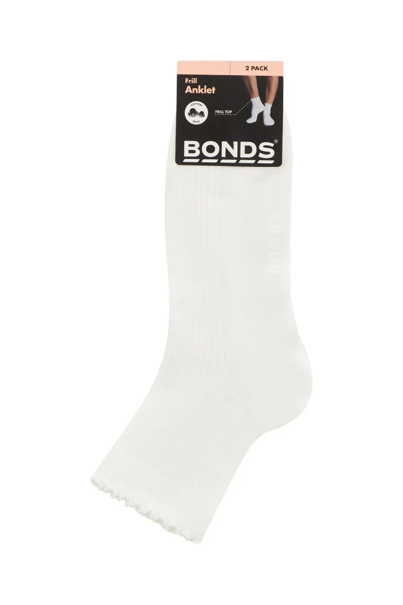 Bonds Womens Frill Anklet Socks 2 Pack - Nu White - Image 3