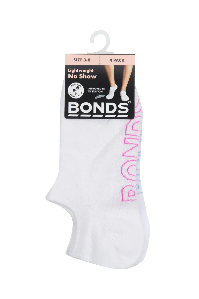 Bonds Women's Logo Light No Show Socks 4 Pack - White - Image 2