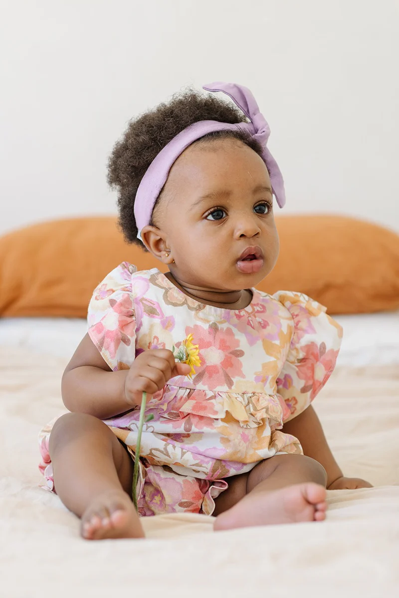 Dukes The Brand Posie Playsuit - Pink and Gold Flower Print - Image 3
