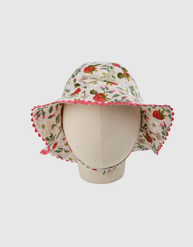 Fleur Harris 'Hearts Floral' Sunday Baby Woven Hat - Linen - Image 2
