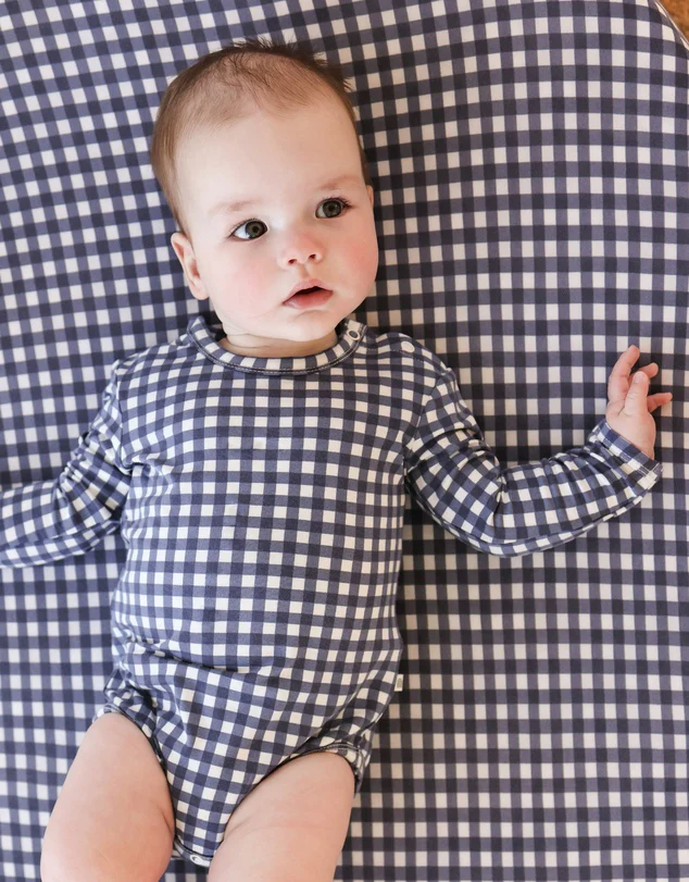 Kynd Baby Comfy Bodysuit Long Sleeve - Navy Gingham - Image 3