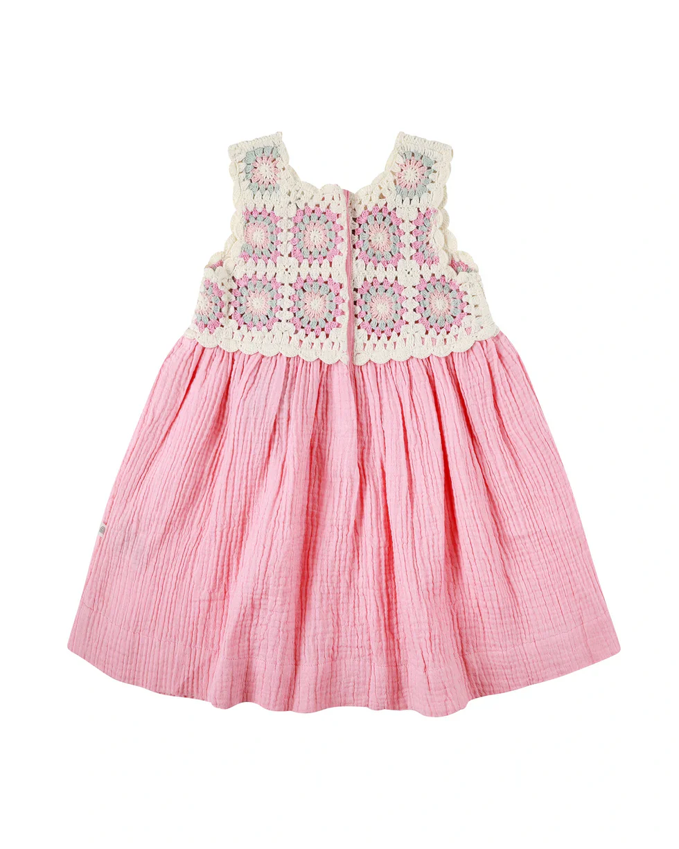Kynd Baby Crochet Woven Dress - Strawberry - Image 2