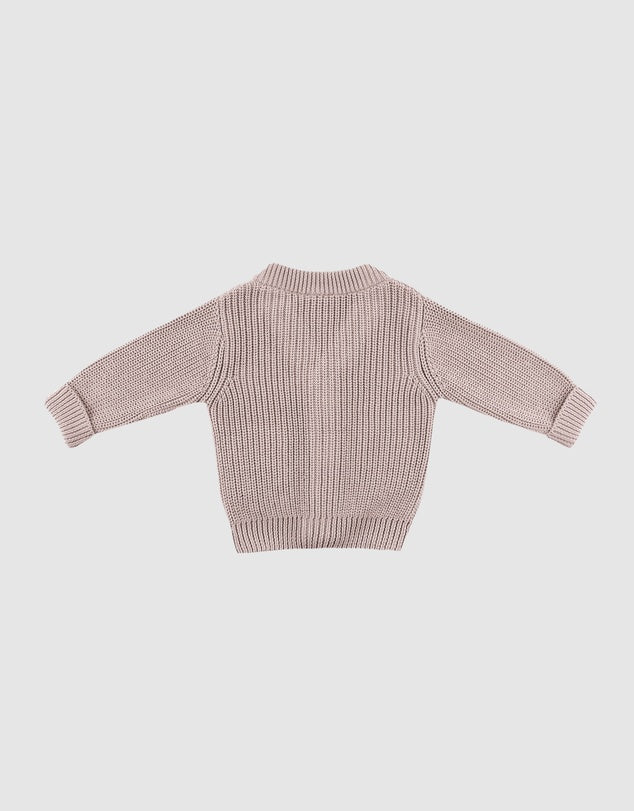 Kynd Baby Organic Chunky Knit Cardgian - Dusty Lilac - Image 2