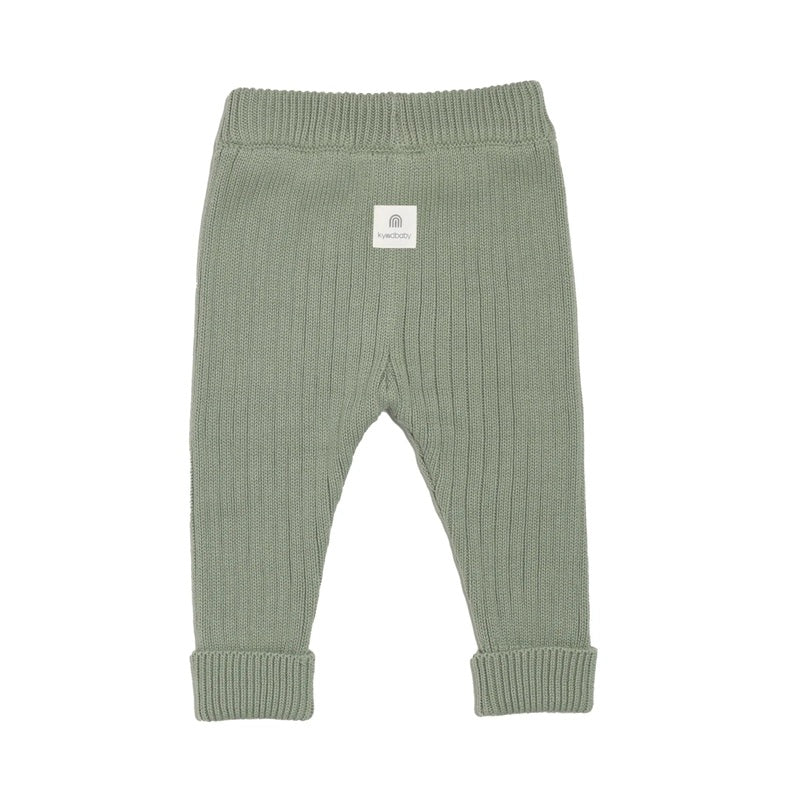 Kynd Baby Organic Chunky Rib Knit Pant - Light Sage - Image 2