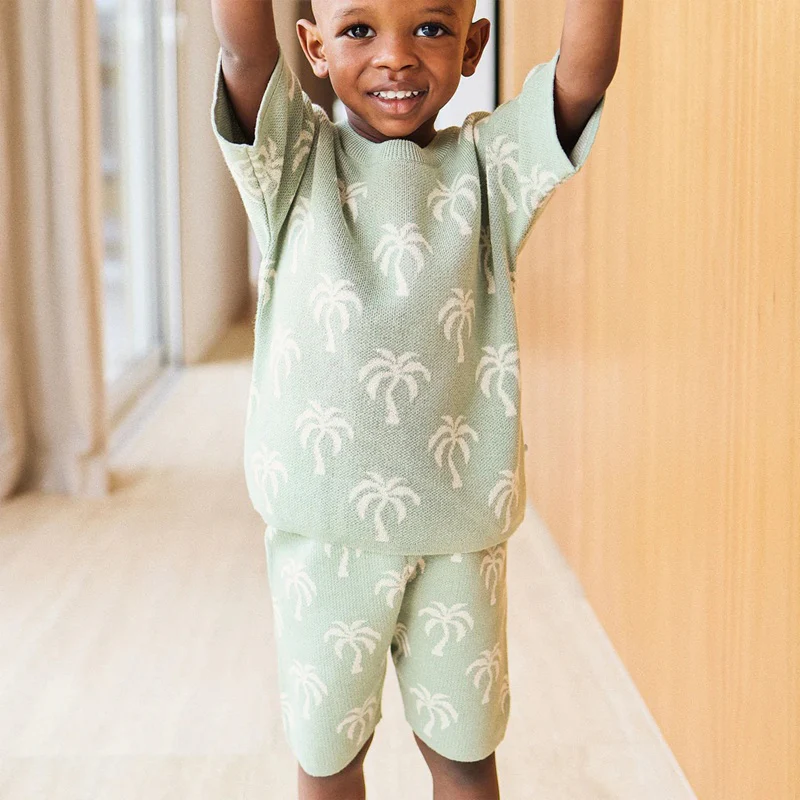 Kynd Baby Organic Jacquard Knit Bike Short - Sage - Image 4