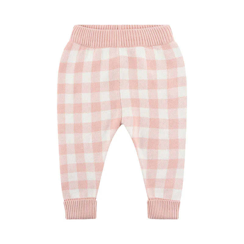 Kynd Baby Organic Jacquard Knit Pant - Pearl Gingham