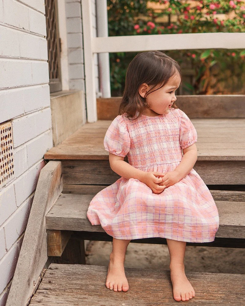 Kynd Baby Shirred Dress - Check - Image 3