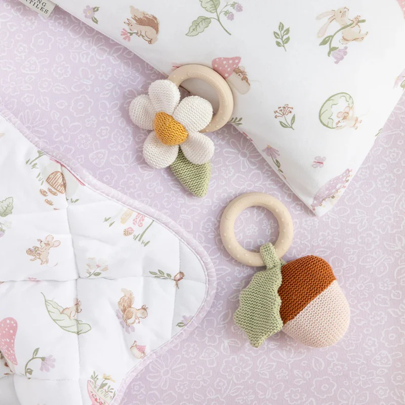 Living Textiles Daisy Teething Ring Rattle - Image 3