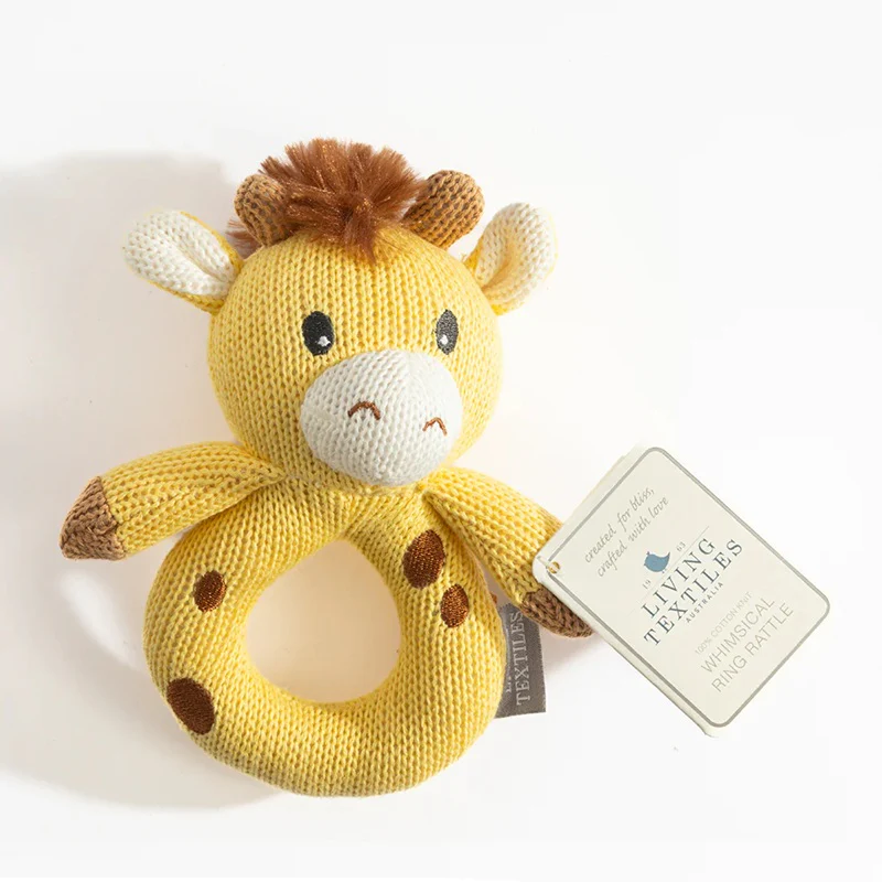 Living Textiles Knitted Ring Rattle - Noah the Giraffe - Image 2