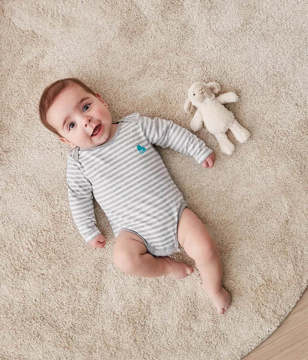 Love To Dream Cotton Long sleeve Bodysuit - Grey Stripe - Image 7