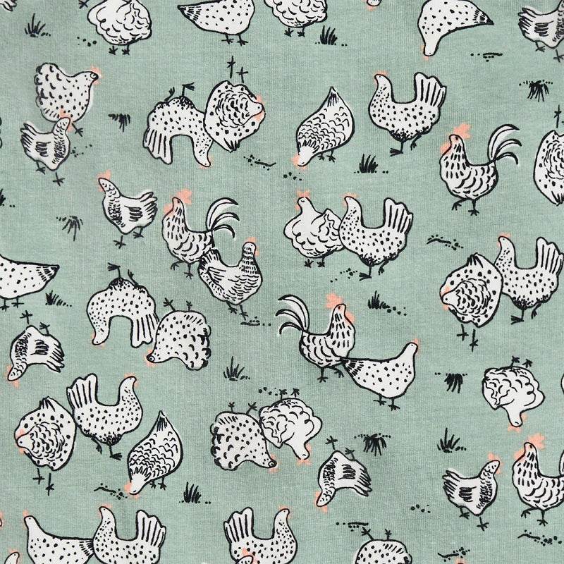 Love To Dream Long Sleeve Footless Romper - Olive Chicken Run - Image 3