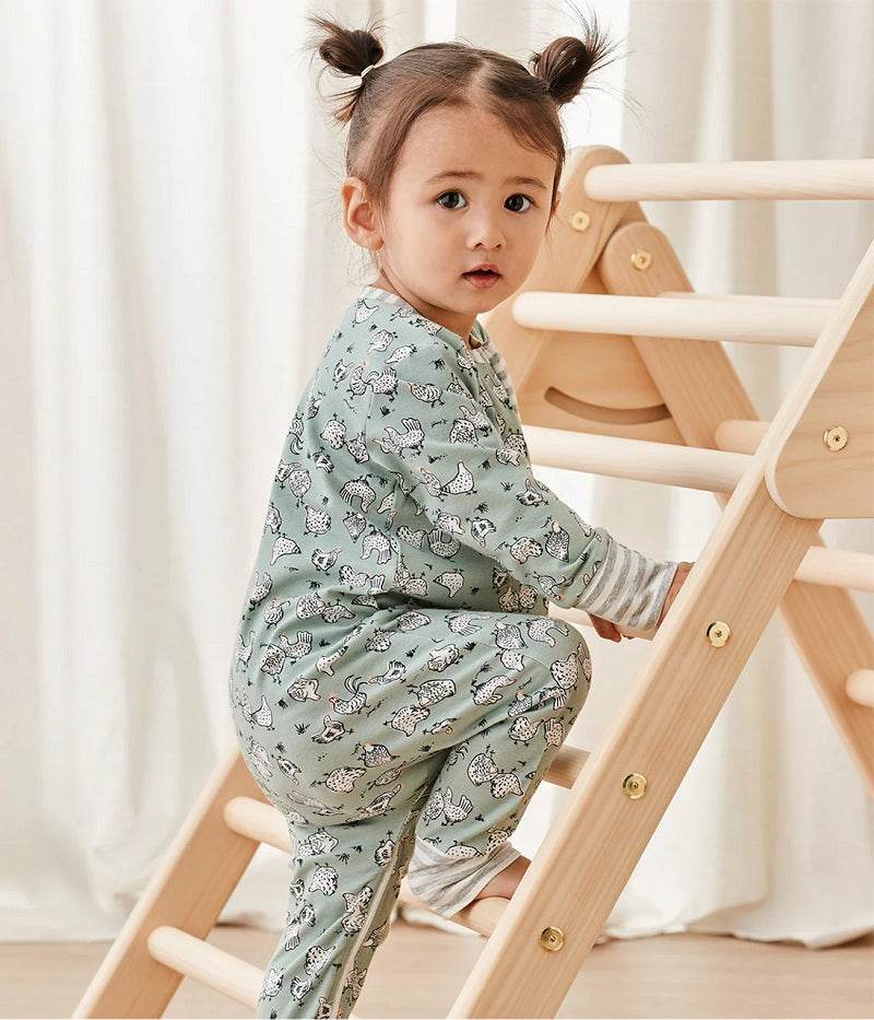 Love To Dream Long Sleeve Footless Romper - Olive Chicken Run - Image 5