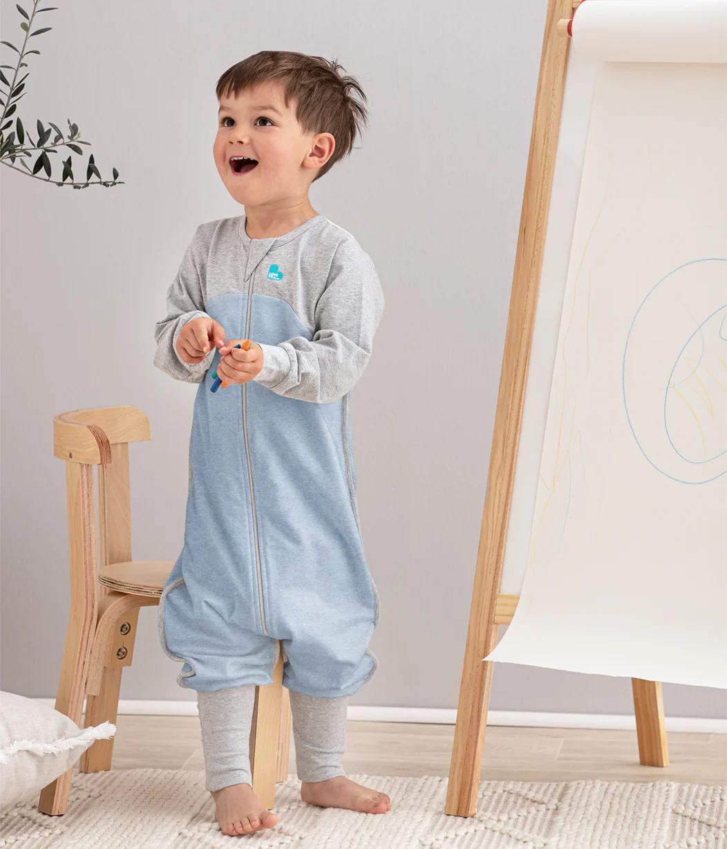 Love To Dream Organic Cotton Fleece Sleep Suit Long Sleeve 1.0 TOG - Dusty Blue - Image 6
