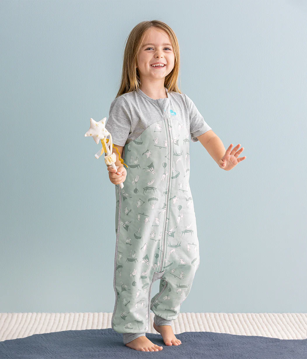 Love To Dream Organic Cotton Fleece Sleep Suit Short Sleeve 1.0 TOG - Olive Daredevil - Image 6