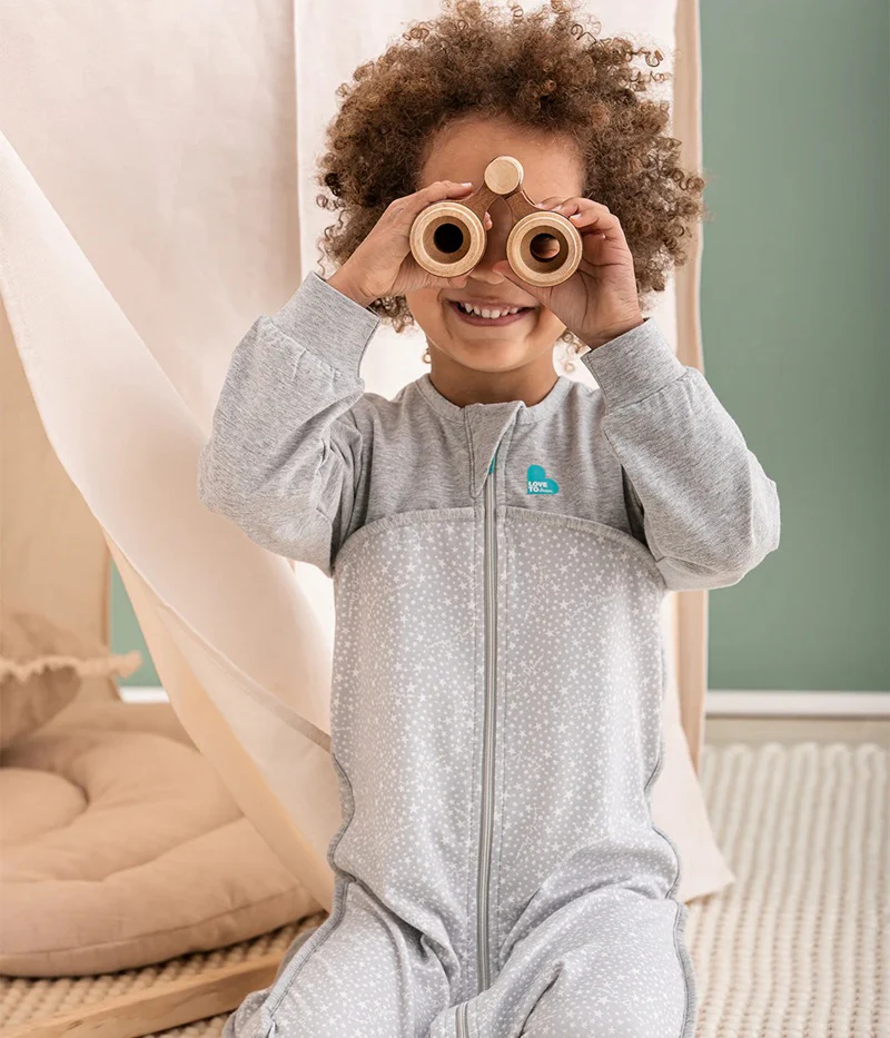 Love To Dream Original Cotton Long Sleeve Sleep Suit 1.0 TOG - Grey Stardust - Image 4