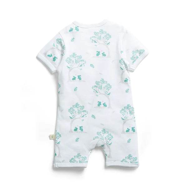 Tiny Twig Organic Short Sleeve Zipsuit - Bunny Print - Image 3