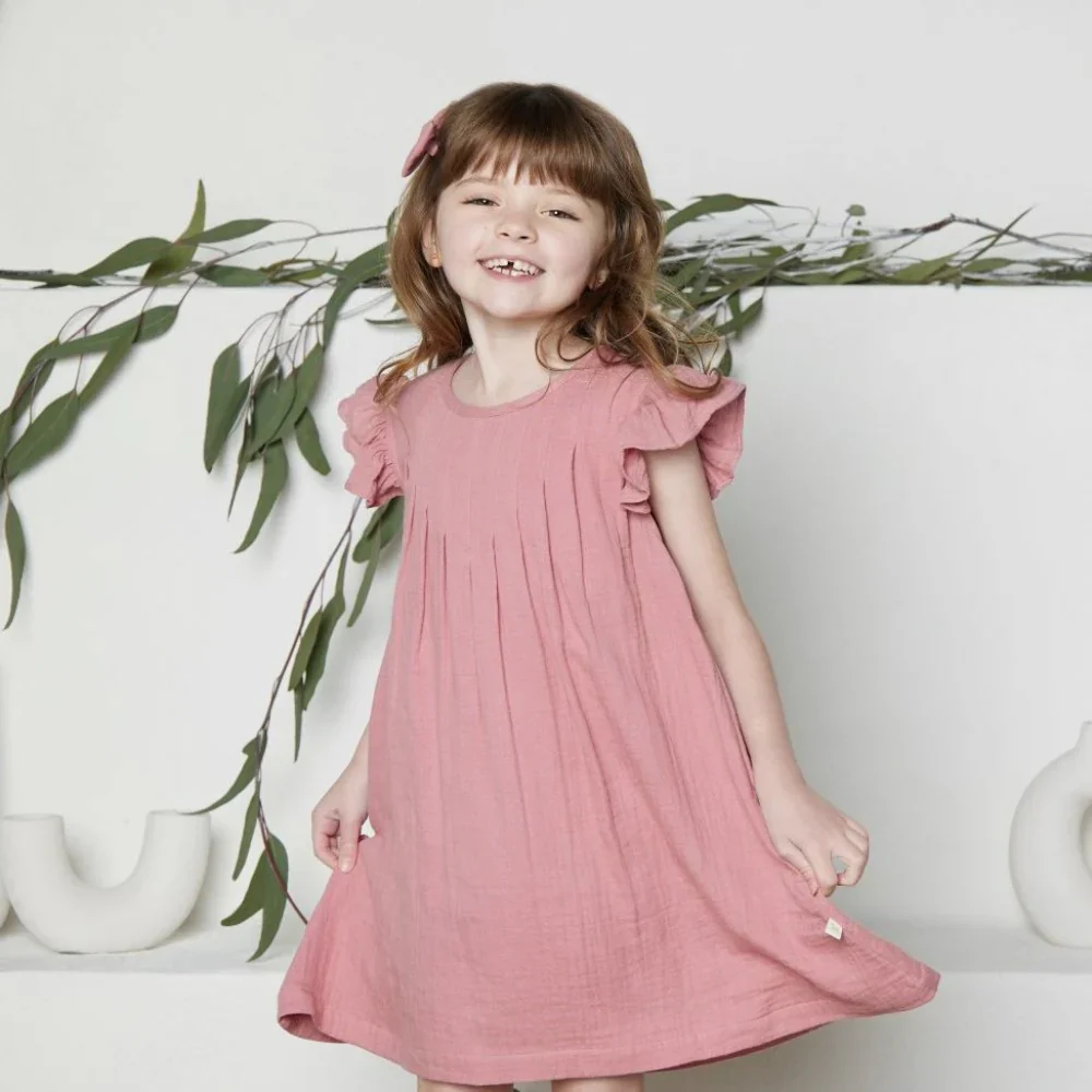 Tiny Twig Pintuck Dress - Rose Gold Crinkle - Image 4