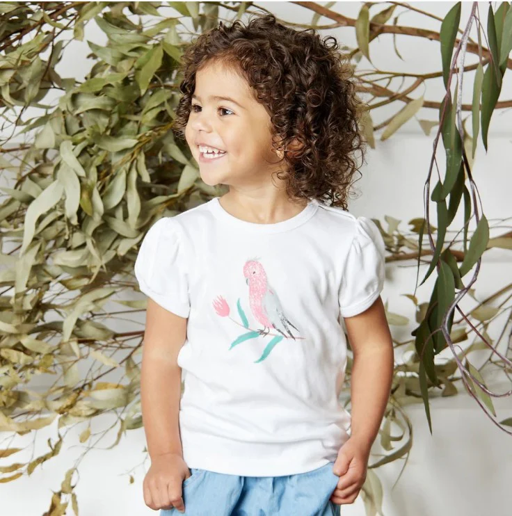 Tiny Twig Puff Sleeve Tee - White/Really Wild - Image 3