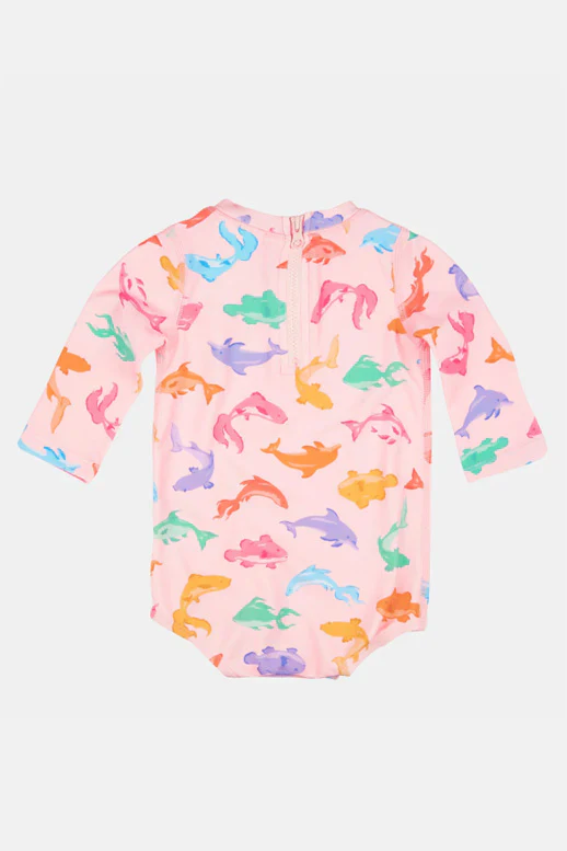 Toshi Swim Baby Onesie Long Sleeve Classic - Dishy Fishy - Image 2